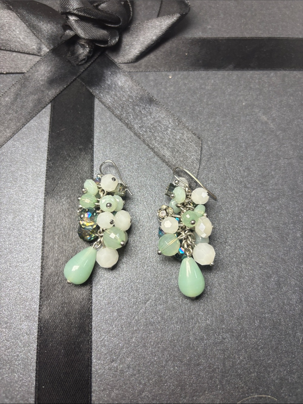 Iridescent Beaded Dangle Earrings
